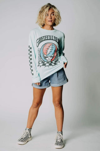 DayDreamer Grateful Dead Checkered Oversized Long Sleeve Tee | DayDreamer Grateful Dead Checkered Oversized Long Sleeve Tee | Clad & Cloth |  Tees | Amazon | Instagram.