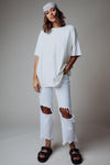 Free People Maggie Mid-Rise Straight Leg Jeans in Optic White | Free People Maggie Mid-Rise Straight Leg Jeans in Optic White | Clad & Cloth |  Bottom | Amazon | Instagram.