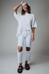 Free People Maggie Mid-Rise Straight Leg Jeans in Optic White | Free People Maggie Mid-Rise Straight Leg Jeans in Optic White | Clad & Cloth |  Bottom | Amazon | Instagram.