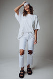 Free People Maggie Mid-Rise Straight Leg Jeans in Optic White | Free People Maggie Mid-Rise Straight Leg Jeans in Optic White | Clad & Cloth |  Bottom | Amazon | Instagram.