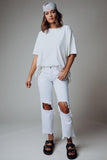 Free People Maggie Mid-Rise Straight Leg Jeans in Optic White | Free People Maggie Mid-Rise Straight Leg Jeans in Optic White | Clad & Cloth |  Bottom | Amazon | Instagram.